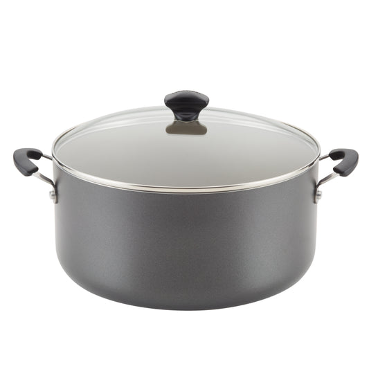 Farberware Cookware Aluminum Nonstick Stockpot with Lid, 10.5-Quart, Pewter