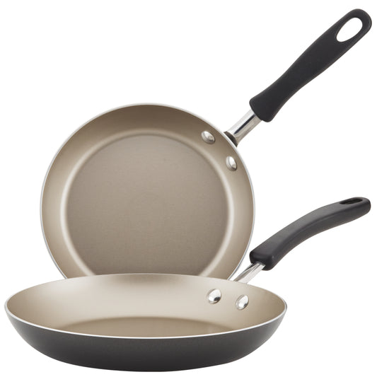 Farberware Cookstart Aluminum DiamondMax Nonstick Skillet Set, 2-Piece, Pewter